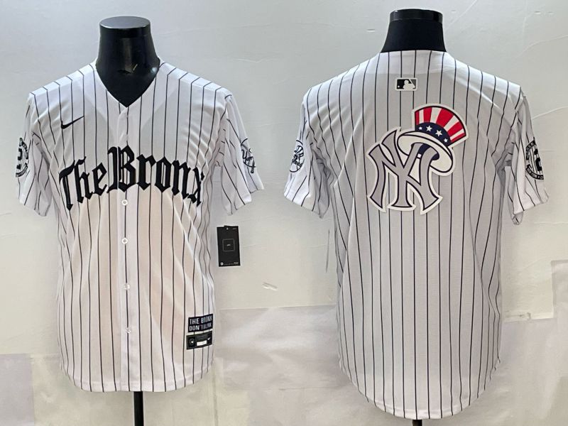 Men 2025 New York Yankees Blank White Stripe Five generations Joint Name Nike MLB Jersey style 011